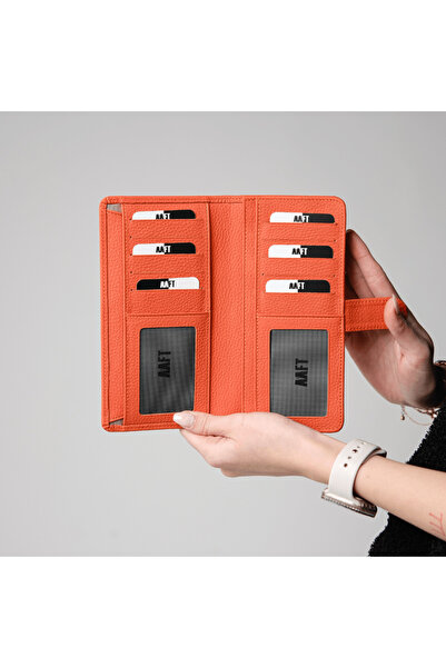 Deriza Помаранчева натуральна шкіра - Twist 2323 унісекс гаманець з відділенням для телефону