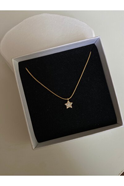 Arsaley Collection Taşlı Yıldız Charm Altın Kaplama Gold Kadın Kolye (45 cm) ...