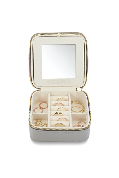 Glanzstücke München Reisetäschchen Schmuck-Reisetäschchen Kunstleder grau 115x115x58 mm