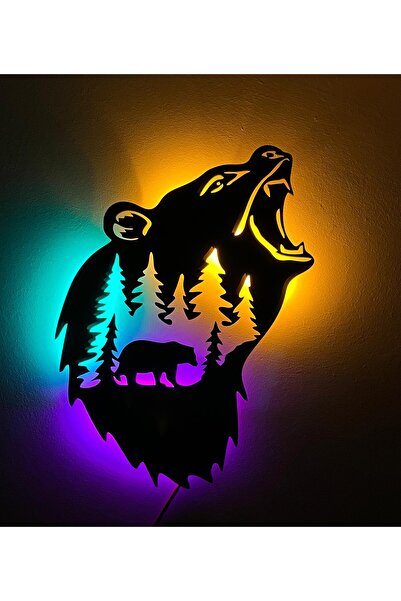 MODAT Doğa ve Ayı Temalı Ledli Tablo Duvar Dekorasyonu