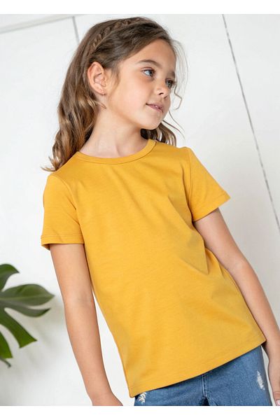 karikatürstore Basic Crew Neck Yellow Girls / Boys T-Shirt