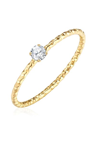eastside Edelstahlring Ring Edelstahl Gelbgold Zirkonia Weiß