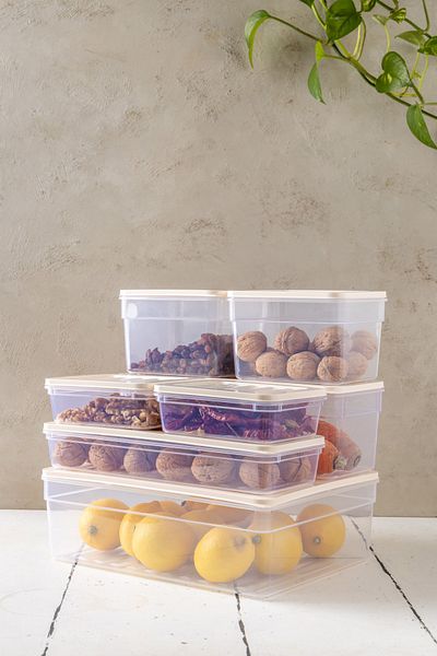 NY HOME Set of 7 - New Freshbox Cream Colored Microwave and Freeze Convenient Storage Container