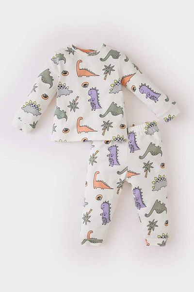 DeFacto New Season Baby Boy Pajamas Set Dinosaur Printed Long Sleeve Top Elastic Waist Long Bottom