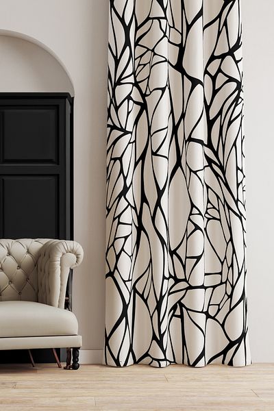 AYSHOME Ays Home Ασπρόμαυρη Κουρτίνα Δικτύου - 135cmx260cm Χωρίς πιέτες