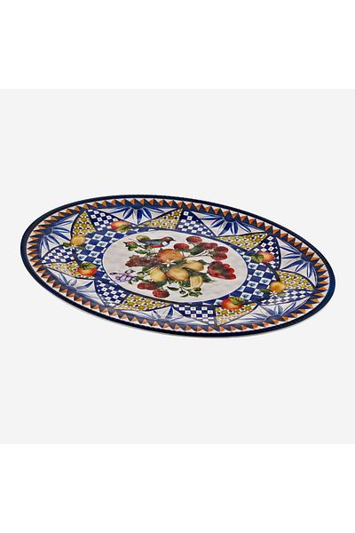 CHIARA ALESSI Portofino Blue Melamine Service Plate 50 Cm