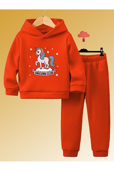 MODA Girl'S, Unicorn Patterned Tracksuit Set, Cotton, Quality, Special and Domestic Production