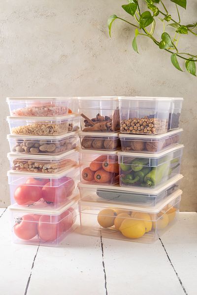NY HOME New Freshbox Set of 18 - Cream Storage Container Suitable for Microwave and Freeze
