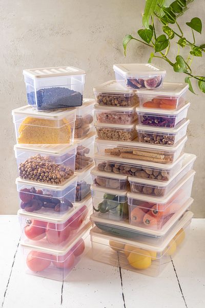 NY HOME New Freshbox Set of 24 - Cream Storage Container Suitable for Microwave and Freeze