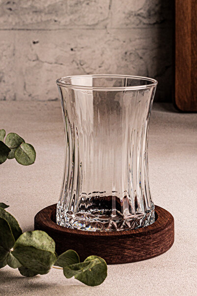 Snippy Bella 6 lı Cam Çay Seti 12 Parça Ahşap Altlık Cam Çay Takımı Seti 6 Kişilik Çay Tabak