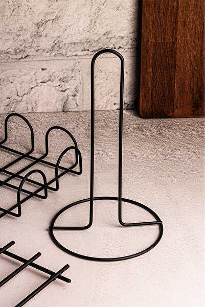 Snippy 3-Piece Black Tableware Set - Presentation Holder, Roll, Napkin Holder and Trivets Bread Kitchen Organizer