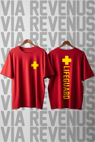 Vordevia Lifeguard / Cankurtaran Ön ve Arka Baskılı Geniş Kalıp Tshirt