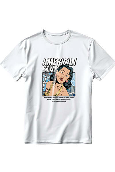 EZG Business تي شيرت مطبوع كبير الحجم للجنسين من AmericanStyle مصنوع من القطن...