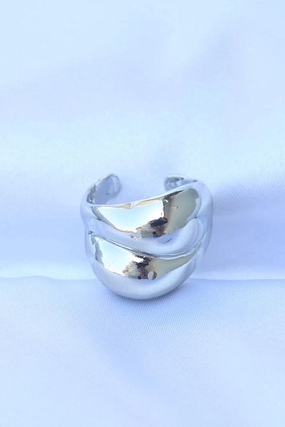 Clariss Brass Silver Color Adjustable Drop Ring