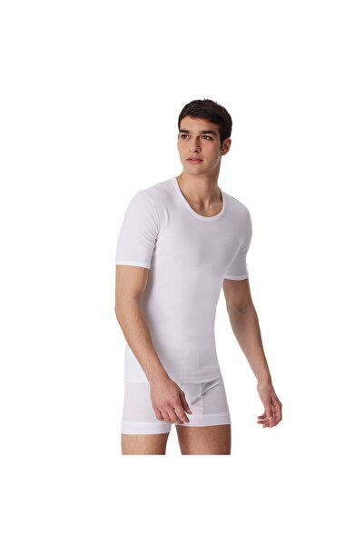 Schiesser Herren 1/2 Arm T-Shirt 2er Pack - Jacke, Unterhemd, Cotton Essentials, Feinripp