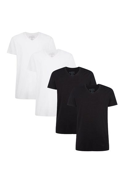 Bamboo Basics Herren T-Shirt VELO, 4er Pack - Unterhemd, V-Neck, Single Jersey