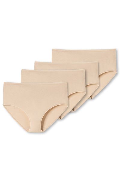 Schiesser Damen Slip 4er Pack - Midi-Slip, Cotton Stretch, uni