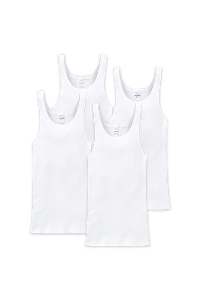 Schiesser Herren Unterhemd 4er Pack - ärmellos, Cotton Essentials, Doppelripp