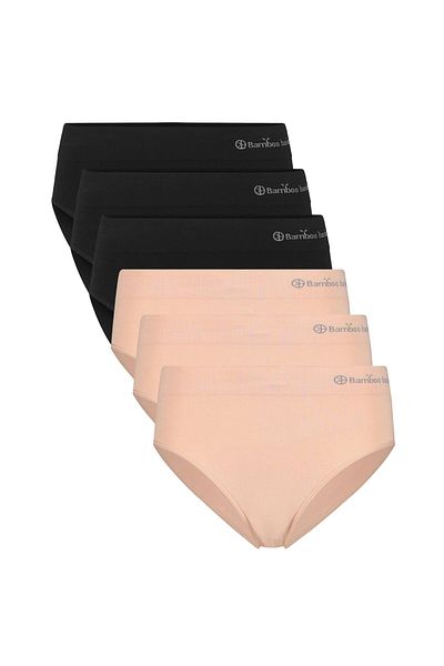 Bamboo Basics Damen Slips, 6er Pack - BELLE seamless full briefs, Jersey, Logo