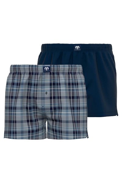 Ceceba Herren Web-Boxershorts, 2er Pack - Unterwäsche, Unterhose, Baumwolle, Logo, Karo, einfarbig