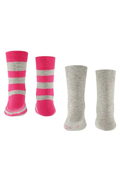 FALKE Kinder Socken, 2er Pack - Happy Stripe, Kurzsocken, gestreift
