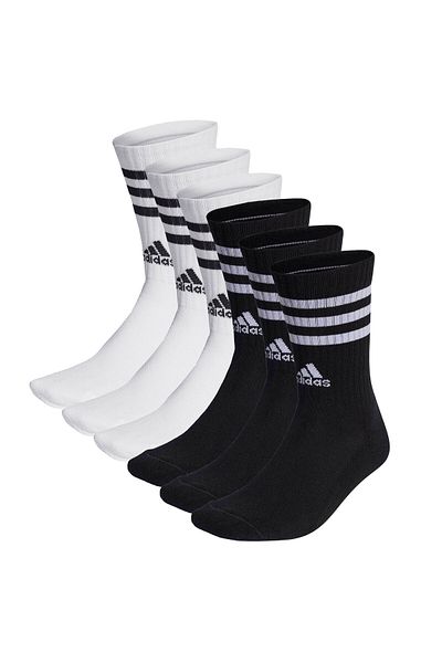 adidas Unisex Socken, 6er Pack - 3-Streifen Cushioned Crew, Logo, Streifen, gepolstert