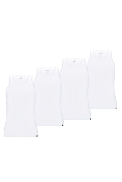 Puma Herren Tank Top, 4er Pack - Basic, Unterhemd, Rundhals, Single Jersey, einfarbig