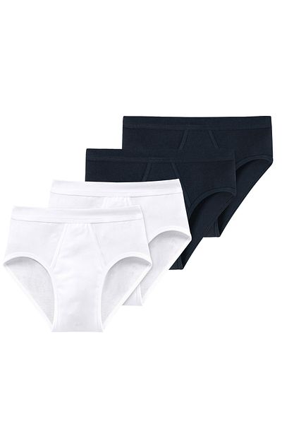 Schiesser Herren Slips 4er Pack -  Feinripp, Sportslip, Cotton Essentials