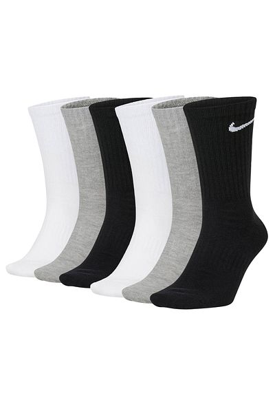 Nike Unisex Tennissocken, 6er Pack - Cushioned - Training Crew Socks, einfarbig, Logo