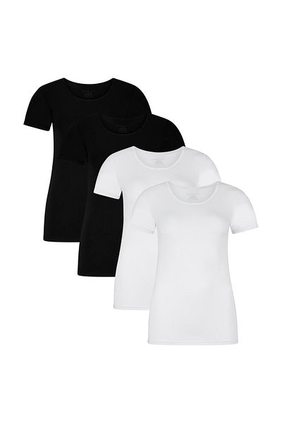 Bamboo Basics Damen T-Shirt KATE, 4er Pack - Unterhemd, Rundhals, Single Jersey
