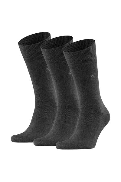 Burlington Herren Socken LEEDS 3er Pack - Schurwolle, Logo, Uni, One Size, 40-46