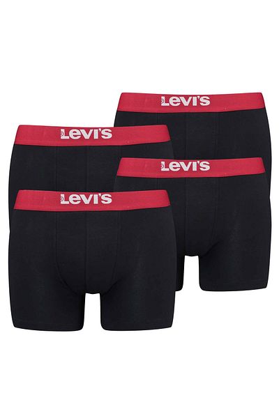 Levi's LEVI´S Herren Boxershorts, 4er Pack - Solid Basic Boxer Brief Organic, Logobund