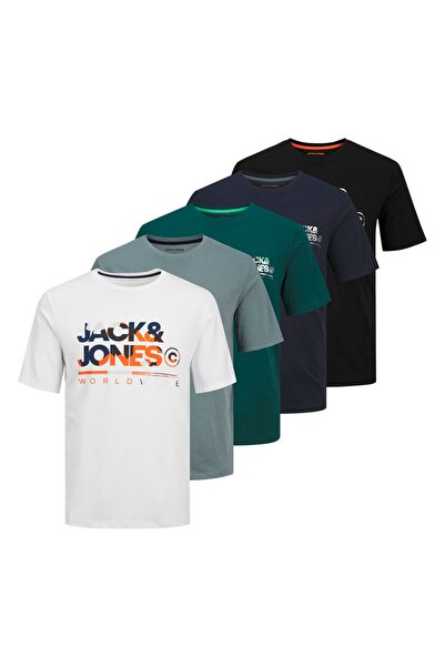 Jack & Jones JACK&JONES Herren T-Shirt, 5er Pack - JJLUKE TEE 5PK, Kurzarm, R...