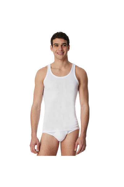 Schiesser Herren Unterhemd 4er Pack - ärmellos, Cotton Essentials, Feinripp