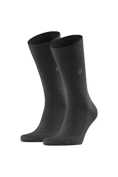 Burlington Herren Socken LEEDS 2er Pack - Schurwolle, Logo, Uni, One Size, 40-46