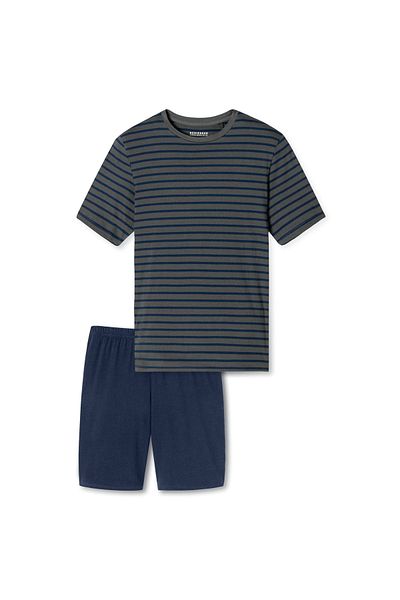 Schiesser Herren Schlafanzug, kurz - Casual Essentials, Rundhals, Baumwolle