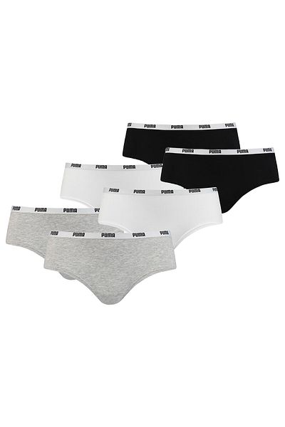 Puma Damen Iconic Hipster, 6er Pack - Soft Cotton Stretch