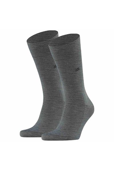 Burlington Herren Socken LEEDS 2er Pack - Schurwolle, Logo, Uni, One Size, 40-46