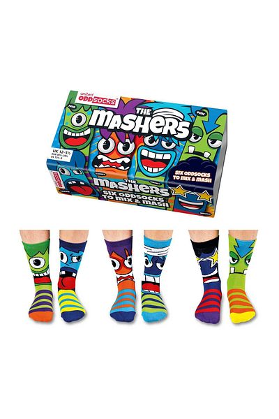 United Oddsocks Kinder Socken, 6 individuelle Socken - Geschenkbox, Motivsocken