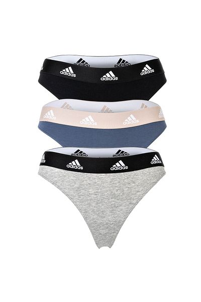adidas Damen Strings, 3er Pack - Thong 3PK, Unterwäsche, Cotton Stretch, Logo, uni
