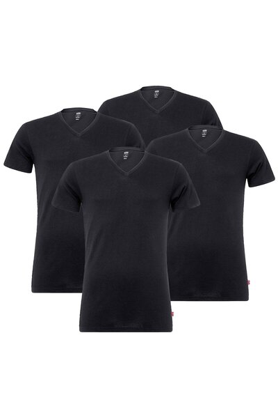 Levi's Herren T-Shirts, 4er Pack - V-Ausschnitt, Kurzarm, einfarbig