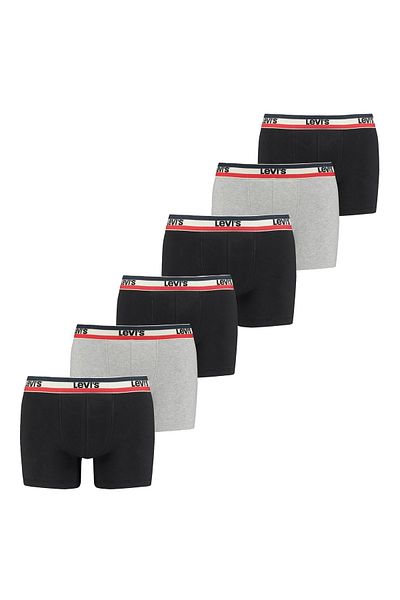 Levi's LEVI´S Herren Boxer-Shorts, 6er Pack - Sportswear Logo Boxer Brief, Cotton Stretch
