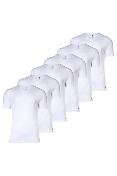 adidas Herren T-Shirt, 6er Pack - Active Flex Cotton, V-Ausschnitt, uni
