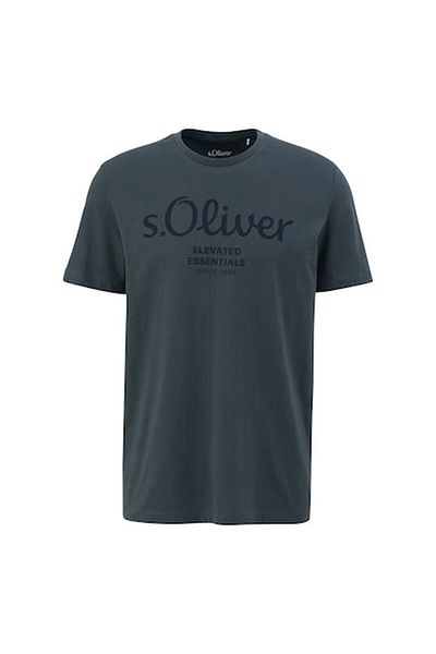 s.Oliver Herren T-Shirt - Basic, Logoprint, Rundhals, Baumwolle