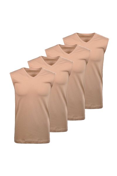 Ragman Herren Unterhemden, 4er Pack - Shirt, Baumwolle, V-Ausschnitt, einfarbig