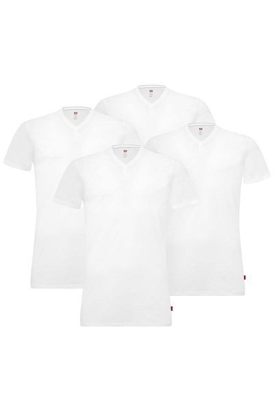 Levi's Herren T-Shirts, 4er Pack - V-Ausschnitt, Kurzarm, einfarbig