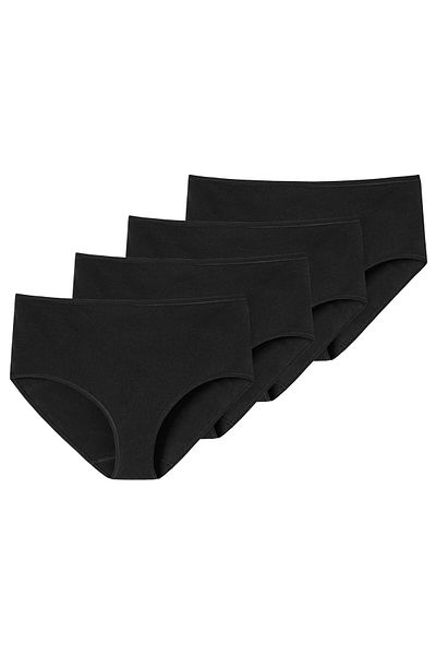 Schiesser Damen Slip 4er Pack - Midi-Slip, Cotton Stretch, uni
