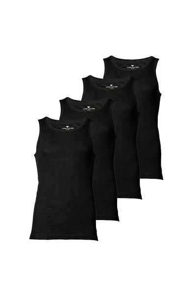 Tom Tailor Herren Tanktop, 4er Pack - Unterhemd, Garron S, einfarbig