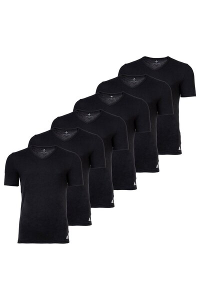 adidas Herren T-Shirt, 6er Pack - Active Flex Cotton, V-Ausschnitt, uni