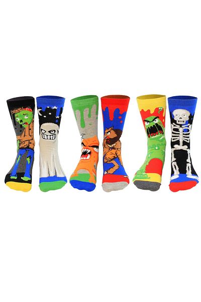 United Oddsocks Kinder Socken, 6 individuelle Socken - Geschenkbox, Motivsocken